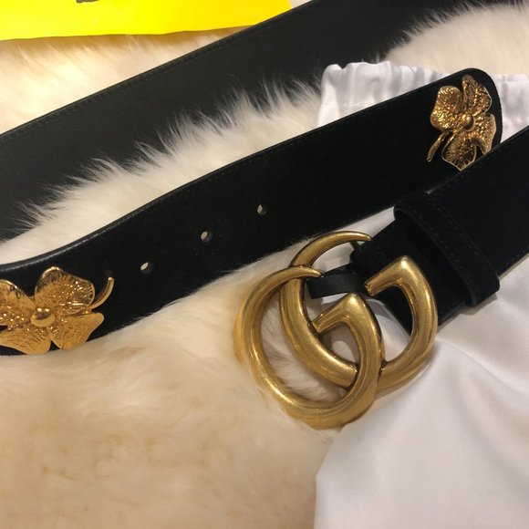 ❤️SOLD❤️ GUCCI CLOVER BELT WITH DOUBLE G BUCKLE - Picture 3 of 8